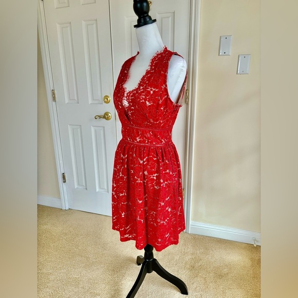 Beautiful Low Back Lace Red Dress - Picture 5 of 5